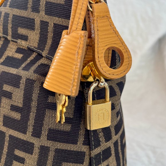Fendi Vintage Dome Satchel Zucca Canvas and Leather Large with Original Bag - Picture 4 of 11